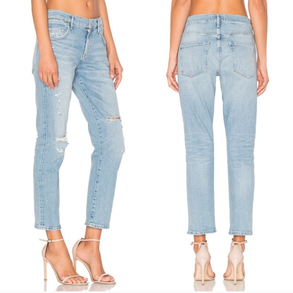 Agolde Light Wash Distressed Boyfriend Jeans